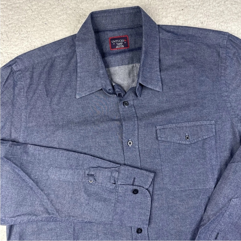 UNTUCKit Shirt Mens‎ XL Blue Slim Fit Button Down Cotton Pocket